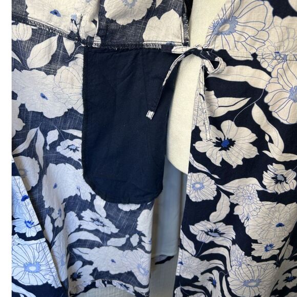 Tommy Hilfiger Blue & White Floral Wrap Dress Sz S/P 100%Cotton, 2-Pockets - Picture 10 of 13